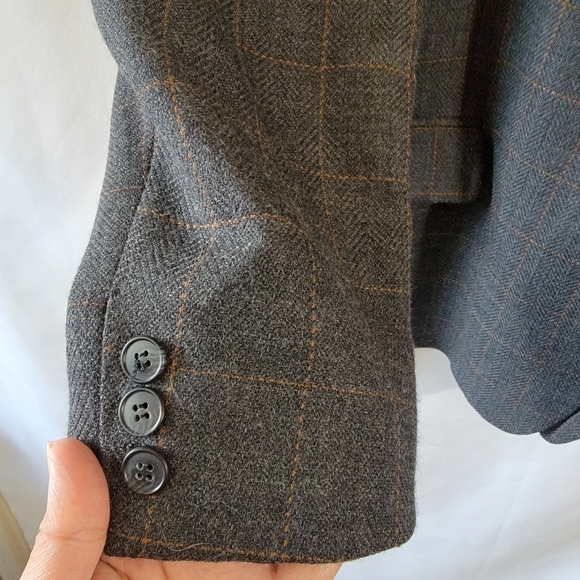John Weitz Vintage Men's Wool Sport Coat Sz 48R Gray Plaid Three Button Lined - Picture 6 of 12
